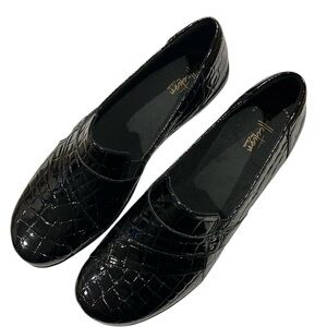 Clark’s May Marigold Black Croco Patent Slip-On Shoes, Women's 11W
